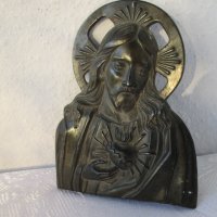  Исус сърце  пано религия метал, подпис, автор, снимка 4 - Други ценни предмети - 29577885
