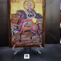 Икона на платно А4 на Свети Мина - Закрилникът на Семействоно - ръчна изработка . Модел В., снимка 7 - Икони - 42689314