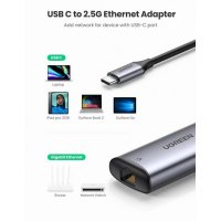 UGREEN USB Type-C към 2.5 Gigabit Ethernet RJ45, RTL 8156, снимка 2 - Мрежови адаптери - 39689687