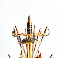 Винтидж комплект от 12 ретро испански миниатюрни мечове Толедо кирки за коктейли, снимка 7 - Колекции - 38345242