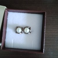 Сребърни обеци с бели перли, снимка 3 - Обеци - 42373977