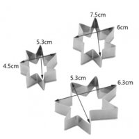 3 бр Листа Татул криви звезди метални резци форми за тесто фондан декор, снимка 2 - Форми - 30617984