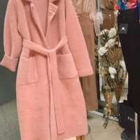 Розово палто ангора мохер кашмир, снимка 1 - Палта, манта - 39862743