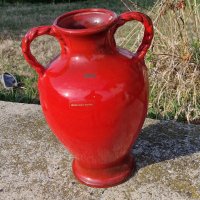 Немска изящна ръчно изработена и оцветена керамична ваза делва, снимка 3 - Декорация за дома - 44351698