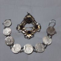 Сребърни брошка и гривна , снимка 4 - Антикварни и старинни предмети - 38287097