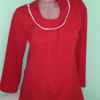 червена дамска блуза, снимка 1 - Блузи с дълъг ръкав и пуловери - 42623913