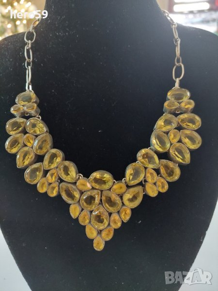 Сребърно колие 925 с  цитрини/ювелирен уникат/сребро 925, снимка 1