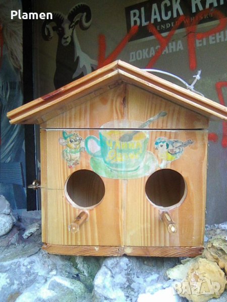 Къщичка за врабчета хранилка за птици, снимка 1