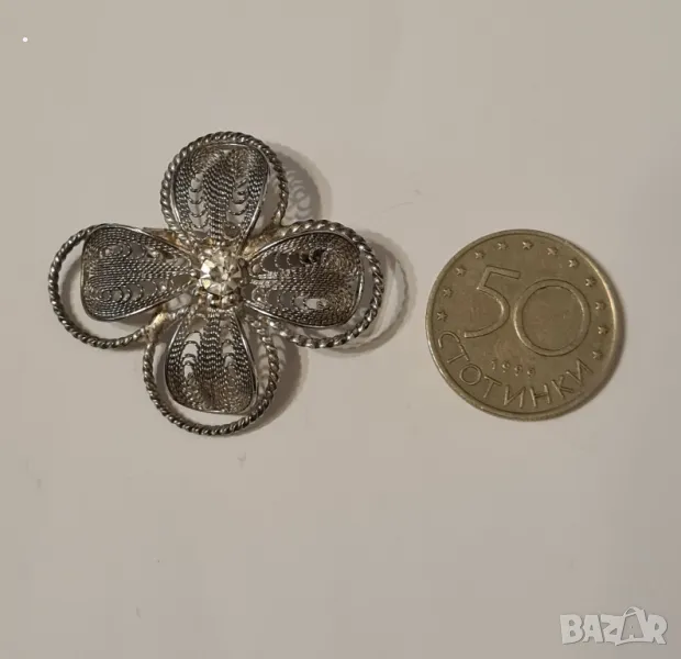 Сребърна брошка, снимка 1