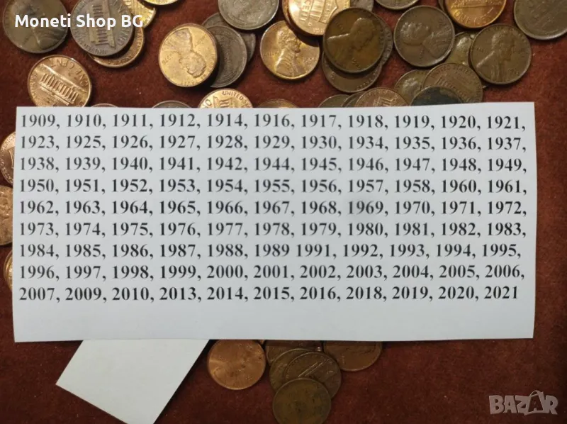 Колекция 99бр. монети 1 цент Линкълн, снимка 1