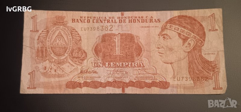 1 лемпира Хондурас 2012 , Банкнота от  Хондурас , снимка 1