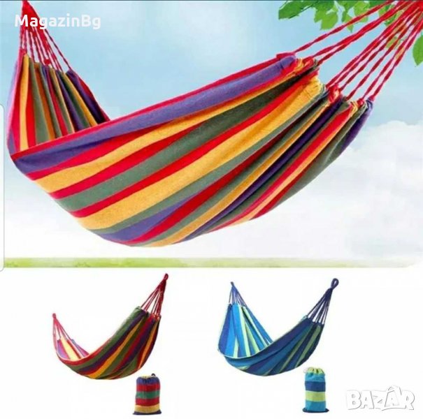 Хамак Памучен + 2 въжета Hamak Люлка Къмпинг Градина , снимка 1