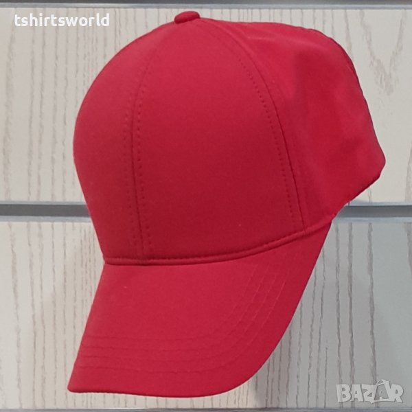 Нова изчистена шапка с козирка в червен цвят, микрофибър, снимка 1