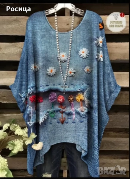 Дамски блузон туника размер 3ХЛ дължина до 90 см , снимка 1