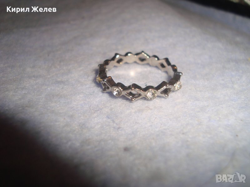 КРИСТАЛЕН АЖУРЕН КРАСИВ ФИН СРЕБРИСТ ПРЪСТЕН ТИП ХАЛКА 27664, снимка 1