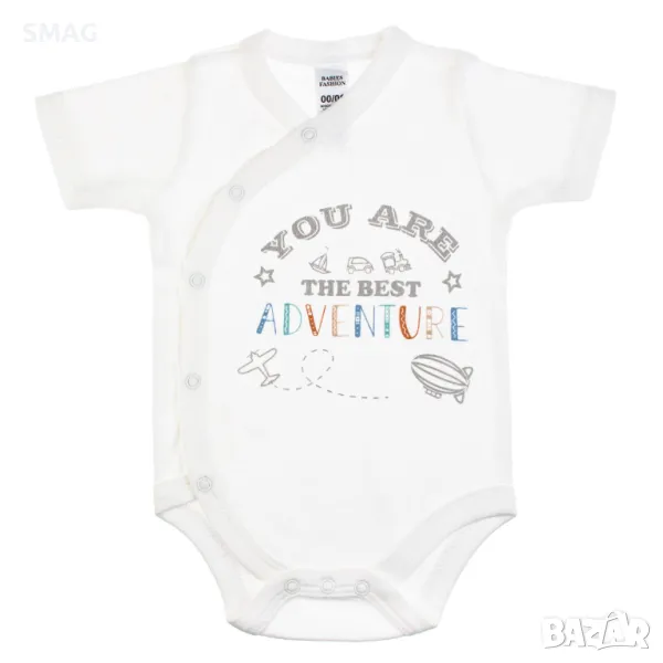 Бебешко боди от памук с къс ръкав, бяло с надпис You Are The Best Adventure S_1233503, снимка 1