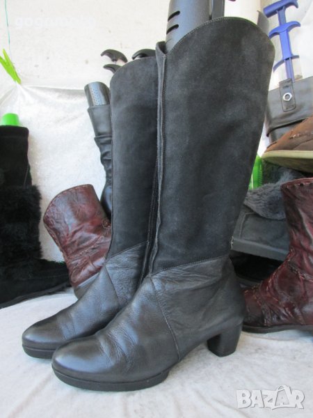 дамски ботуши 39 - 40,Think® original,100% eстествен велур + естествена кожа,GOGOMOTO.BAZAR.BG®, снимка 1