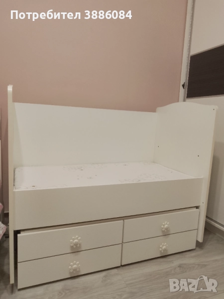 Детска кошара с решетка и двулицев матрак, снимка 1