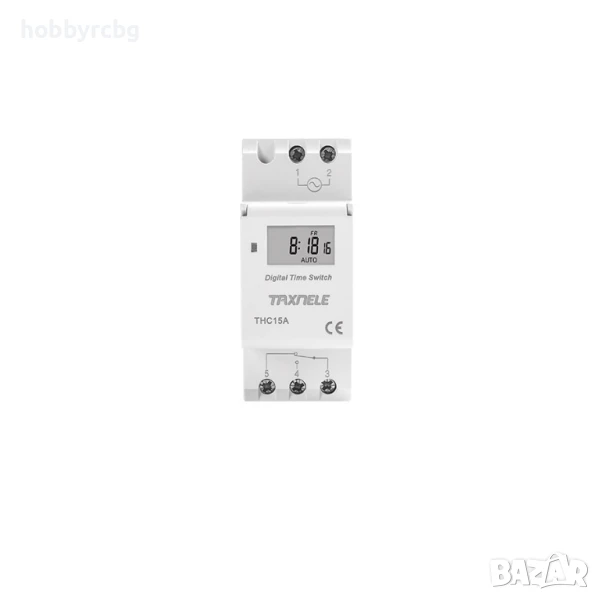 THC15A Програмируем седмичен таймер на AC 220V-240V, 15А за монтаж на шина, снимка 1