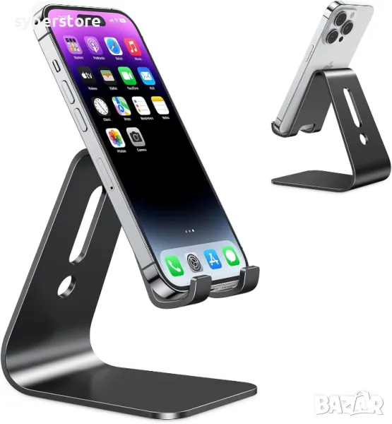 Стойка за телефон за Бюро, Маса, Digital One SP00997 mocile mate, Универслана, черна, метална, снимка 1