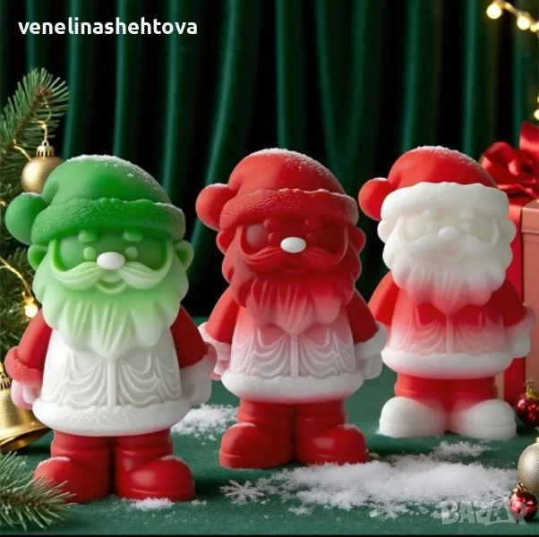 3D Голям дядо Коледа с костюм Силиконов молд форма свещи гипс сапун смола фондан , снимка 1
