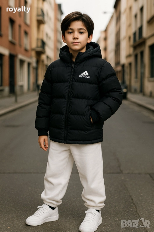 Adidas Детско Ватирано Черно Яке мъжко 9-10г 11-12г 13-14г 15-16г , снимка 1