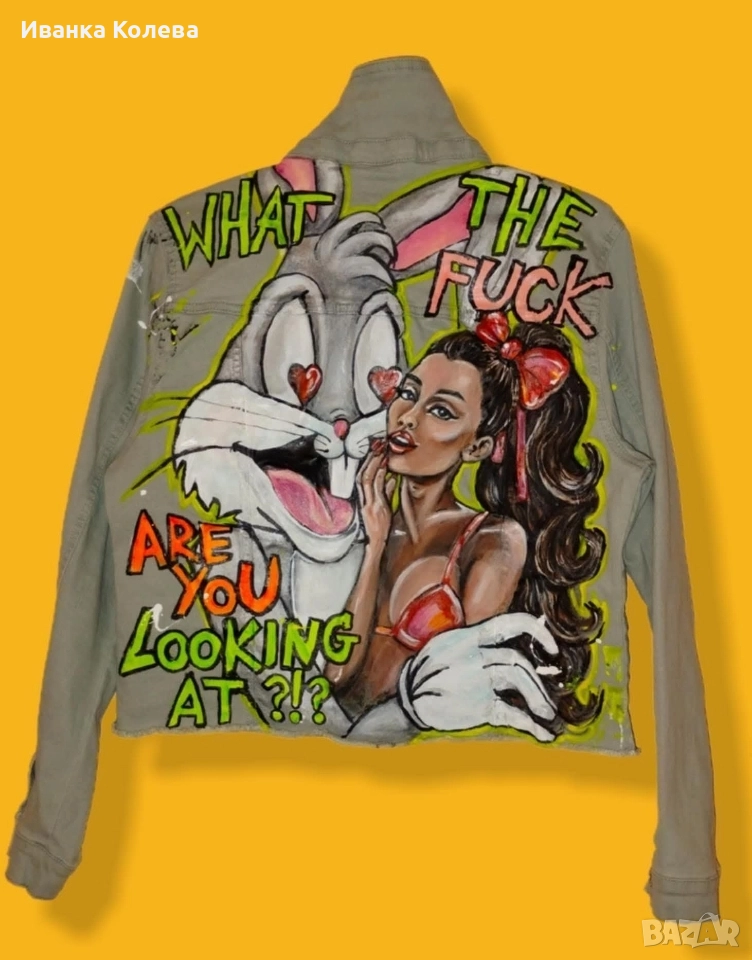 Ръчно рисувано дънково яке , снимка 1