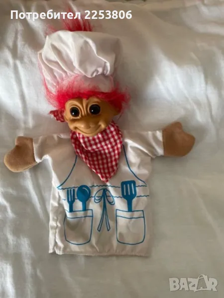 Винтидж театрална кукла Russ Troll Doll Hand Puppet Chef, снимка 1