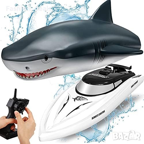 Нова детска RC акула лодка Идеална Лятна Играчка за Водни Забавления деца, снимка 1