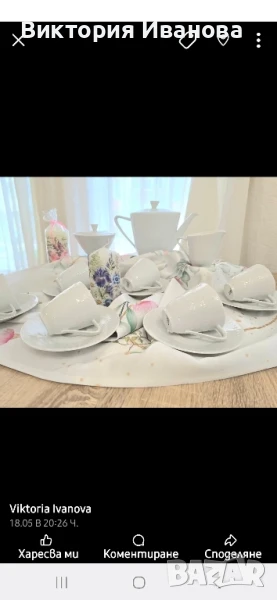 Сервиз от бял костен порцелан, снимка 1