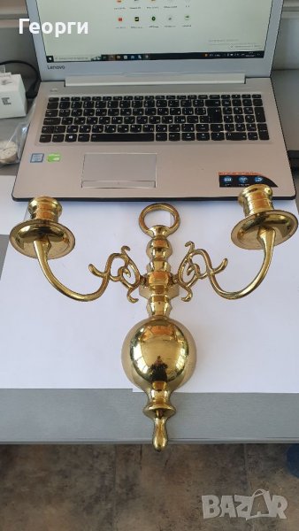 Антикварни бронзови свещници 2 броя, снимка 1