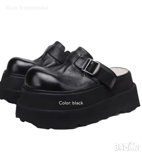 Кожено сабо на платформа 7.5 см., снимка 1