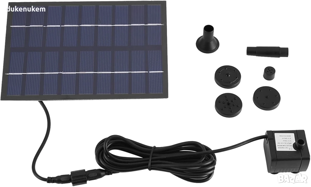 Соларна помпа с резервоар за градина, езерце, поилка за птици и декоративни фонтани, снимка 1