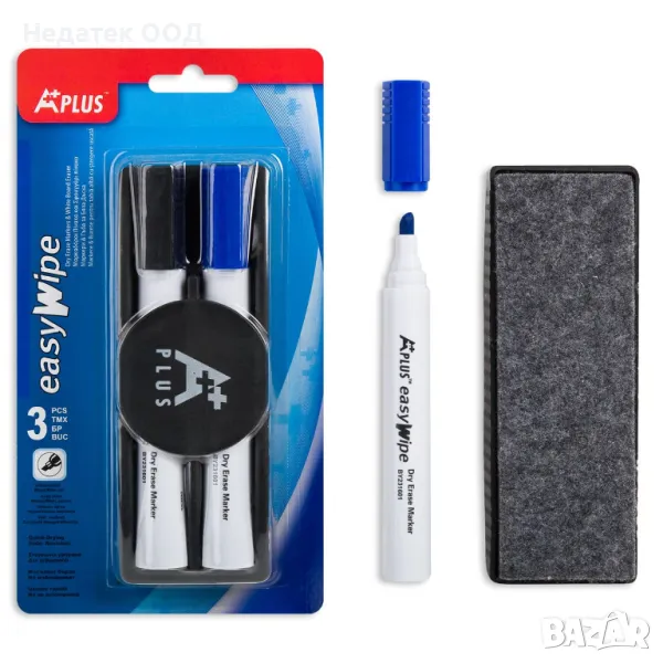 Комплект, За бяла дъска, Маркери и гъба, 3 бр., снимка 1