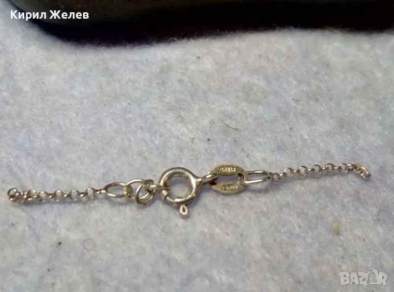 СТАРА СРЕБЪРНА ЗАКОПЧАЛКА СРЕБРО 925 ITALY с БЯЛА ПОЗЛАТА КАРАБИНКА За ГРИВНА КОЛИЕ ВЕРИЖКА 49933, снимка 1