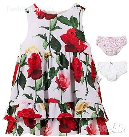 Цветна Лятна памучна рокля за момиченце 24 месеца + 2 броя бельо Нови, снимка 1