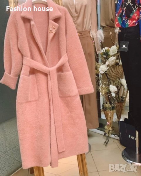 Розово палто ангора мохер кашмир, снимка 1