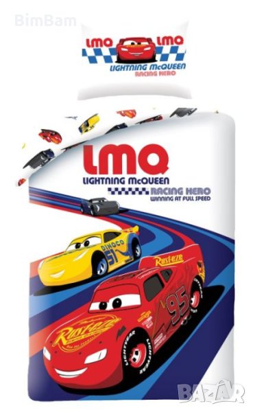 Оригинален детски спален комплект LmQ Lightning McQueen / Колите / Cars 100% памук, снимка 1
