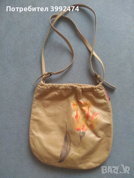 Дамска чанта Coccinelle,естествена кожа,рисувана, снимка 1