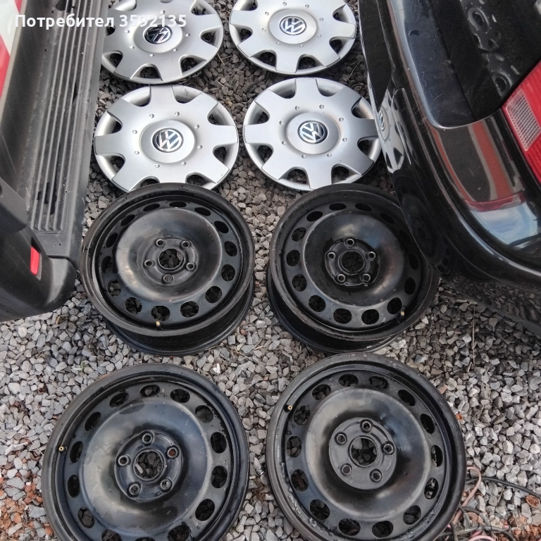 4 броя железни джанти 15 5х112+тасове 100лв., снимка 1