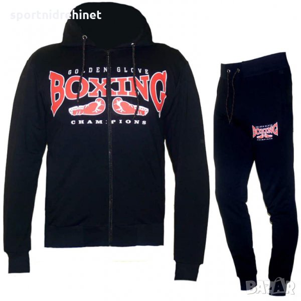 Спортен екип BOXING, черен, памук и ликра, с качулка, снимка 1