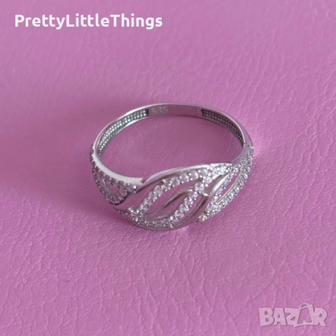 Пръстен от бяло злато проба 585 размер 56, снимка 2 - Пръстени - 52245808