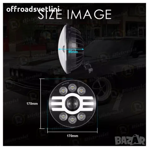 НОВ МОДЕЛ DRL 200W 7 Инчови Диодни Фарове за Lada Niva Jeep Wrangler, снимка 3 - Аксесоари и консумативи - 47397575