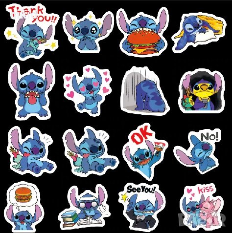  50 бр  Лило и Стич lilo stitch самозалепващи лепенки стикери за украса декор картонена торта, снимка 3 - Други - 30150156