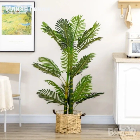Изкуствено растение HOMCOM, изкуствена палма, снимка 8 - Изкуствени цветя - 54222764