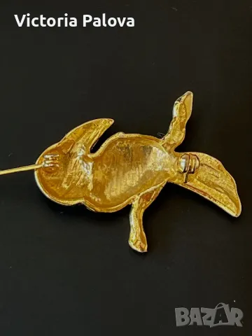 Уникална брошка папагал метал глазура Германия, снимка 8 - Други - 47608132