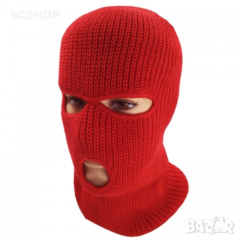 Зимна шапка маска - Red Balaclava, снимка 3 - Шапки - 30397933