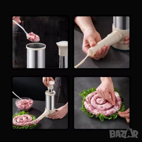 Шприц за пълнене на луканки | Ръчна пълначка за месо и кайма, снимка 5 - Аксесоари за кухня - 52280081