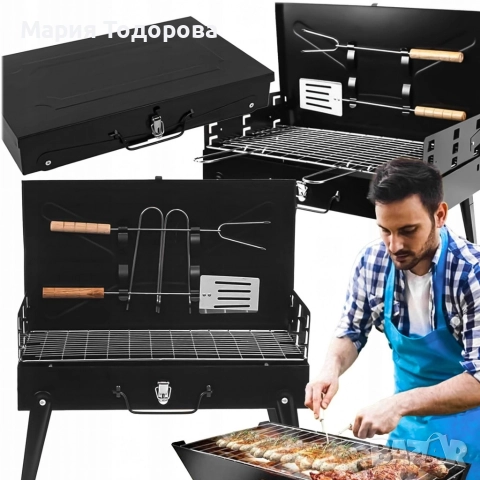 Градинска сгъваема скара за къмпинг и пикник, снимка 7 - Градински мебели, декорация  - 52989751