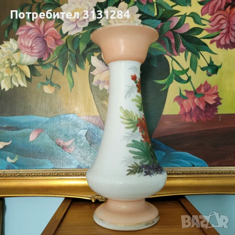 Античная рядка опалинова ваза рьчна рисувани Франция, снимка 3 - Други ценни предмети - 50699808